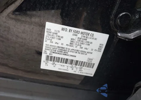 2021 Ford Explorer St from USA, damaged, VIN 1FM5K8GCXMGC28806